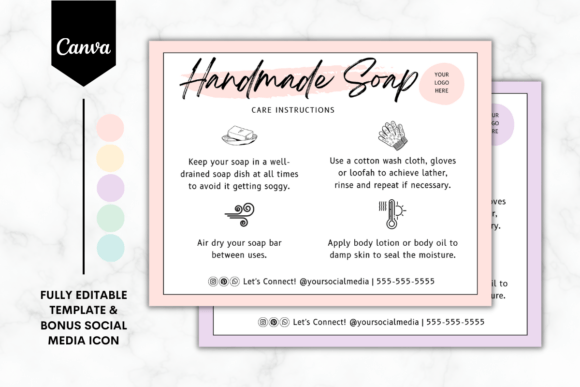 Custom Soap Care Card Canva Template 2: Professional Polish
