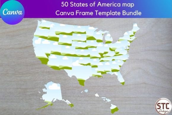 Customize Your Map: The 50 States USA Map Canva Frame Editable