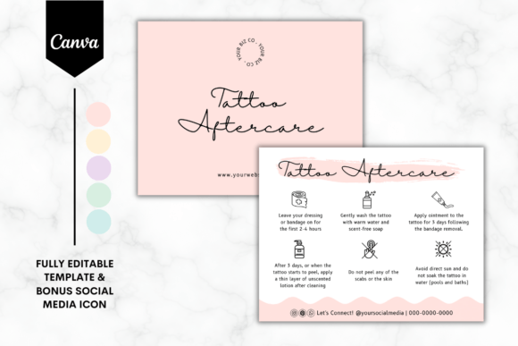 Professional Tattoo Aftercare Cards for Your Studio