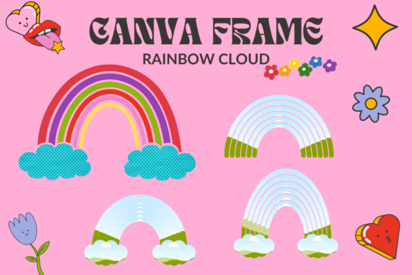 Rainbow Cloud Canva Frame Template: A Whimsical Design Asset