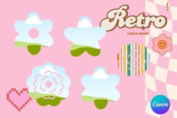 Retro Flower Canva Frame Add Photo_3: Your Vintage Design Shortcut