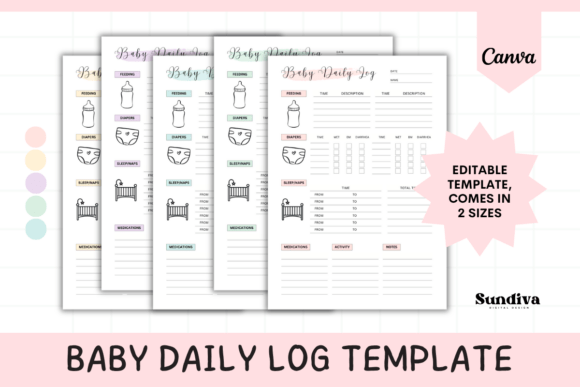Simplify Your Routine with Editable Baby Daily Log Canva Template 4