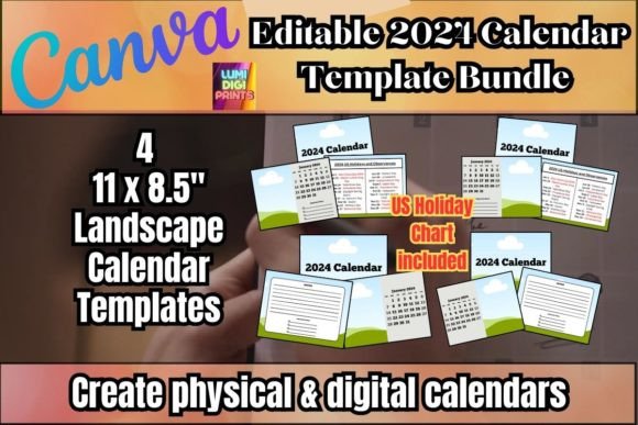 Streamline Your 2024 Design Workflow with the Canva Landscape Calendar Template Bundle