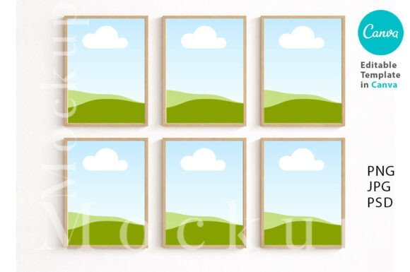 Styling Your Art: 6 A4 Light-wood Frame Mockups