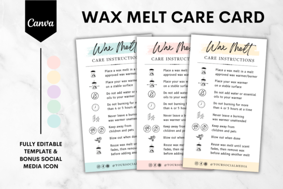 Wax Melt Care Card Canva Template 3: Your Branding Shortcut